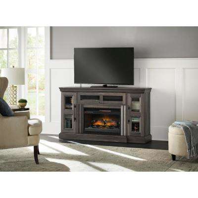 55 Tv Stand with Fireplace New Abigail 60in Media Console Infrared Electric Fireplace In Gray Aged Oak Finish