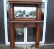 Antique Fireplace Surrounds New C1900 Victorian Tiger Oak Mirror Over Fireplace Mantel or