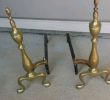 Fireplace andirons Awesome Pair 20" Antique Brass Fireplace andirons