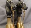 Fireplace andirons Lovely Lg Antique Horse Head Figural Hitching Post Style Fire Dogs