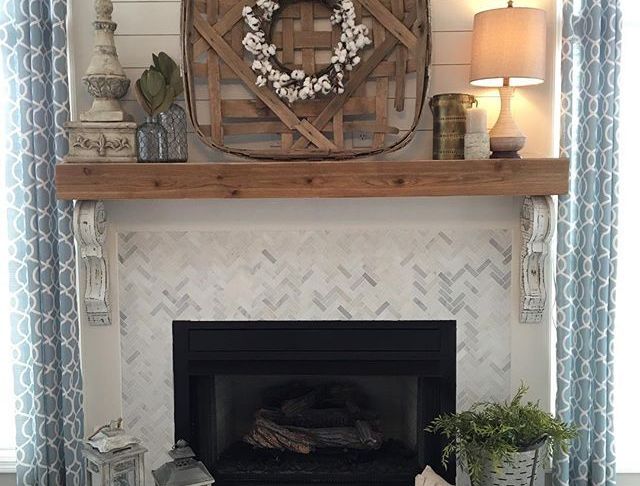 Fireplace Decorating Luxury Remodeled Fireplace Shiplap Wood Mantle Herringbone Tile