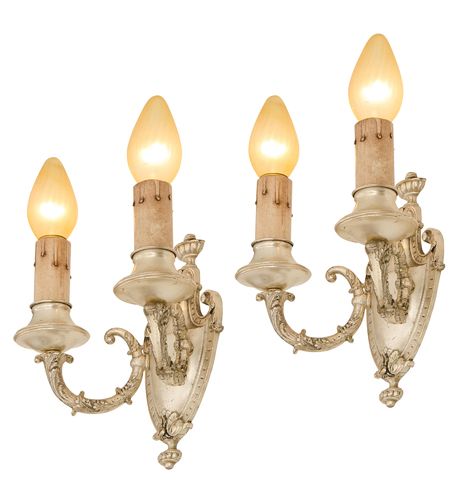 Fireplace Sconces Awesome ornate Classical Revival 2 Light Sconces W Silver Plating