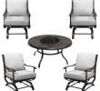 Fireplace Table Outdoor Luxury Redwood Valley 5 Piece Black Steel Outdoor Patio Fire Pit Seating Set with Bare Cushions