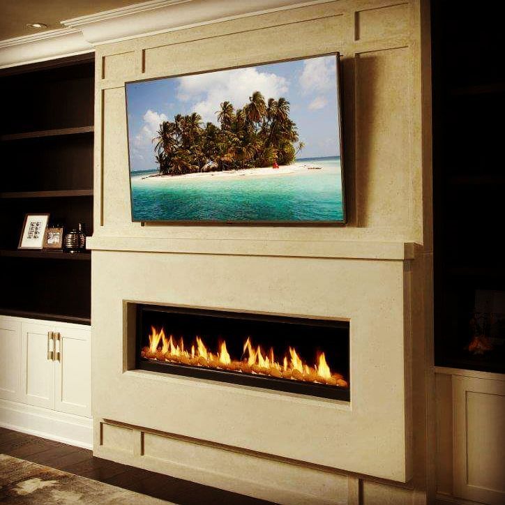 Linear Fireplace Inspirational Omega Cast Stone Linear Mantel with Mounted Tv