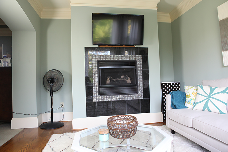 Living Room with Stone Fireplace New Tiling A Stacked Stone Fireplace Surround Bower Power