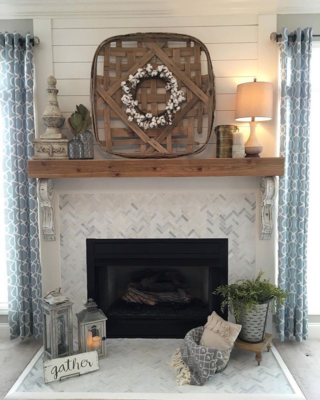 Reclaimed Wood Fireplace Awesome Remodeled Fireplace Shiplap Wood Mantle Herringbone Tile