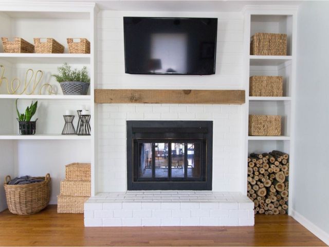 Stone Fireplace Kits Unique Refurbished Fireplaces Built In Shelves Around Shallow Depth