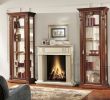 Antique White Fireplace Lovely Wood Display Lighted Corner Curio Cabinet with Glass Doors