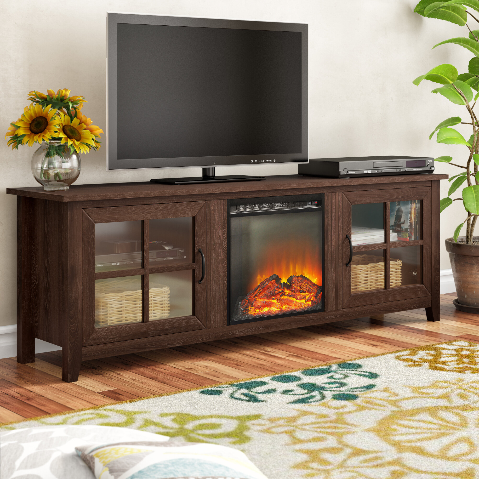 murphey tv stand for tvs up to 78 with electric fireplace