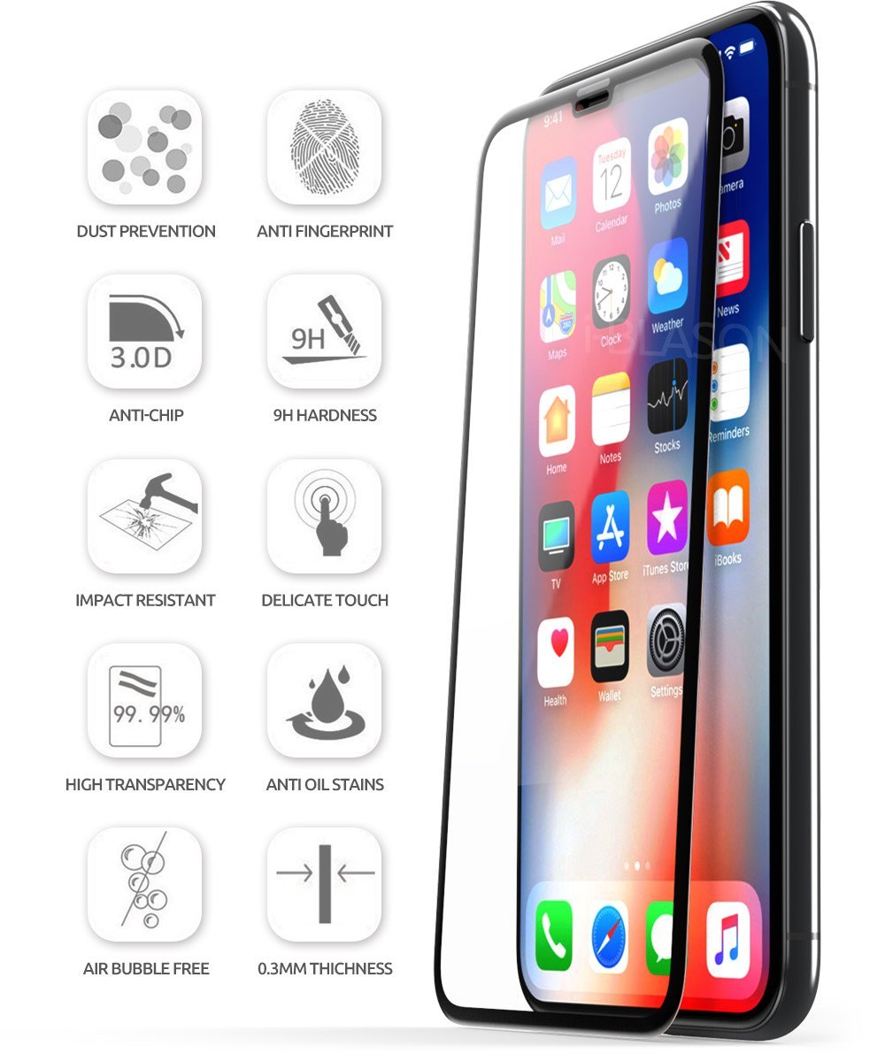 Bello Digital Fireplace Lovely Supcase iPhone X Screen Protector Premium 3d Curved Edge Tempered Glass Screen Protector for Apple iPhone X [1 Pack]