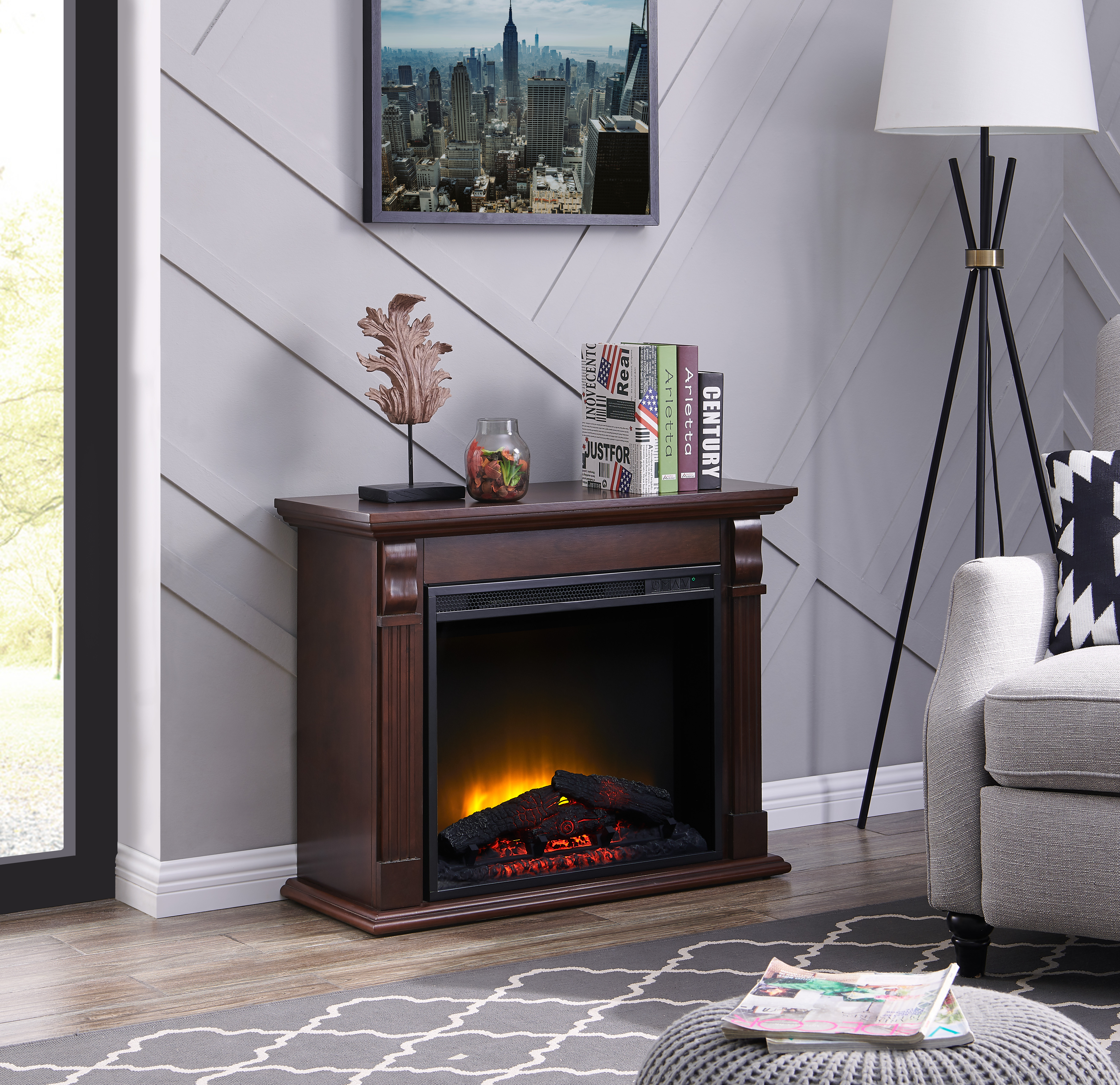 Black Electric Fireplace Mantel Luxury Bold Flame 33 46 Inch Electric Fireplace In Chestnut