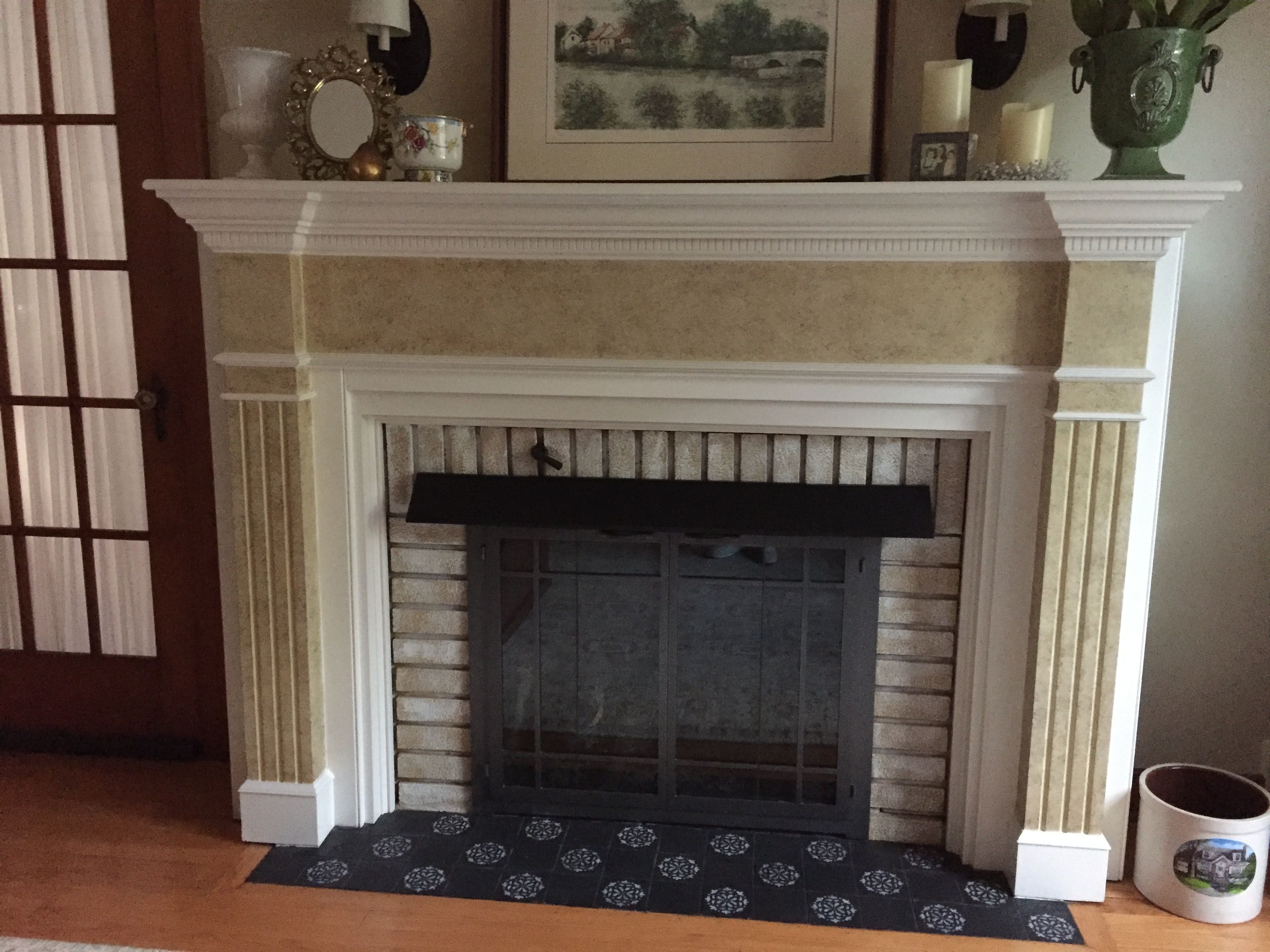 Black Slate Fireplace Surround New Stencil Over Black Tile Just to Jazz Up the Fireplace