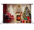 Christmas Fireplace Beautiful Background Foto Studio 7x5ft Red Christmas Tree Gift Chair