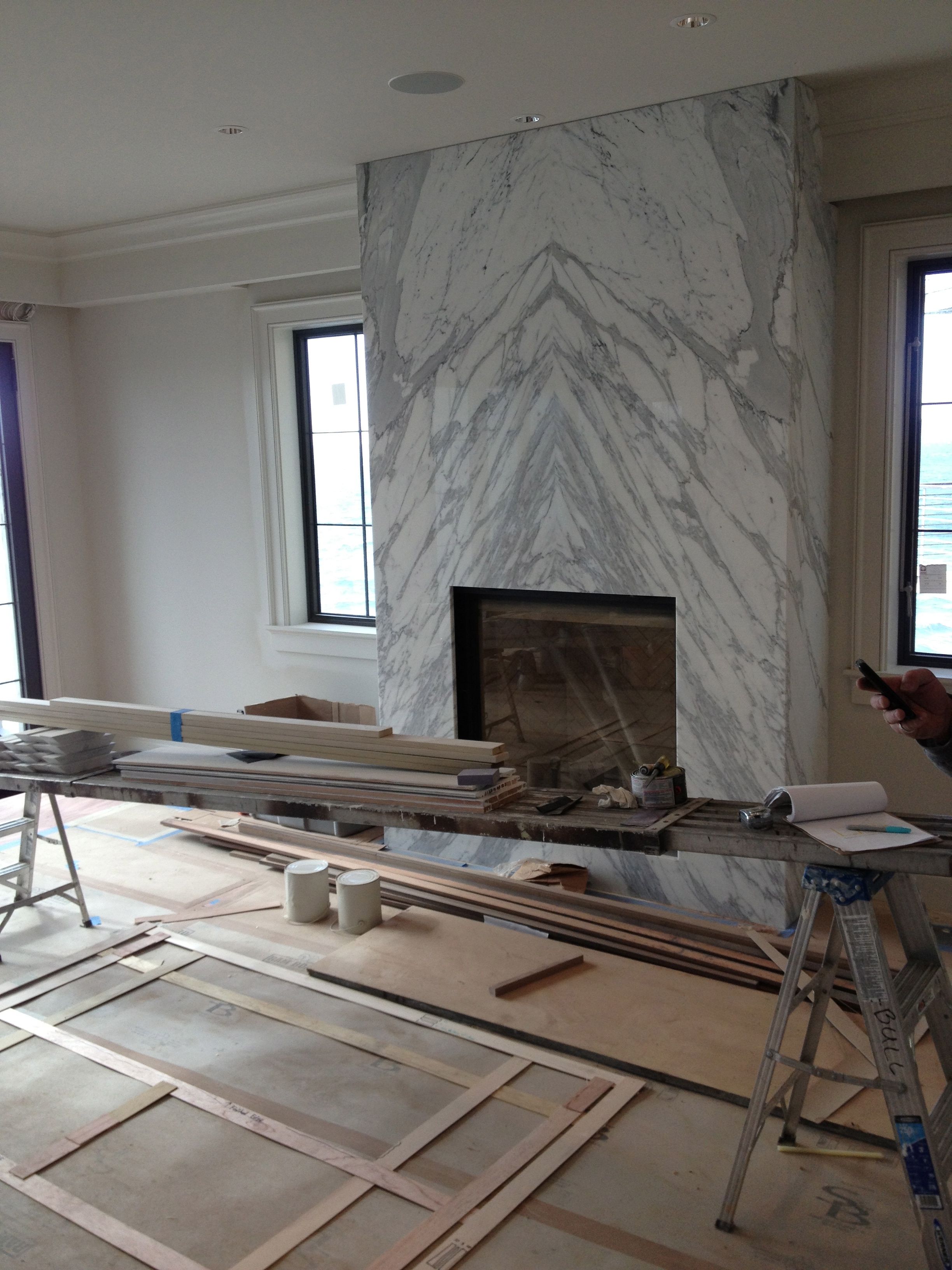 Contemporary Fireplace Surround Beautiful Contemporary Slab Stone Fireplace Calacutta Carrara Marble