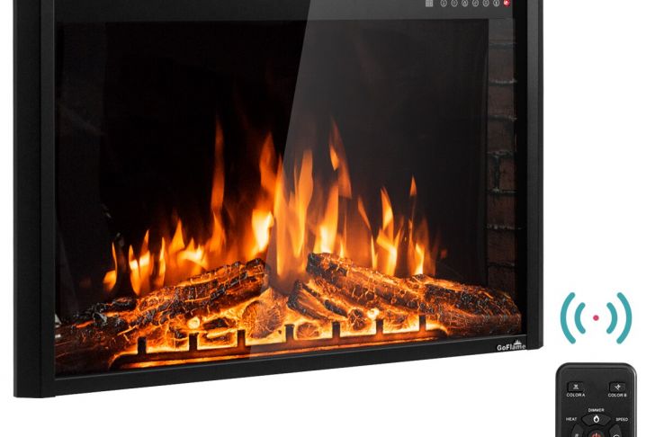 Electric Fireplace with thermostat Control Fresh Goflame 36 750w 1500w Fireplace Heater Electric Embedded Insert Timer Flame Remote