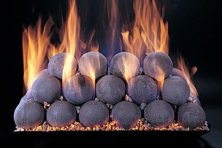 Embers Fireplace Unique 18&quot; Natural Fire Balls Vented Match Light Custom Embers Pan