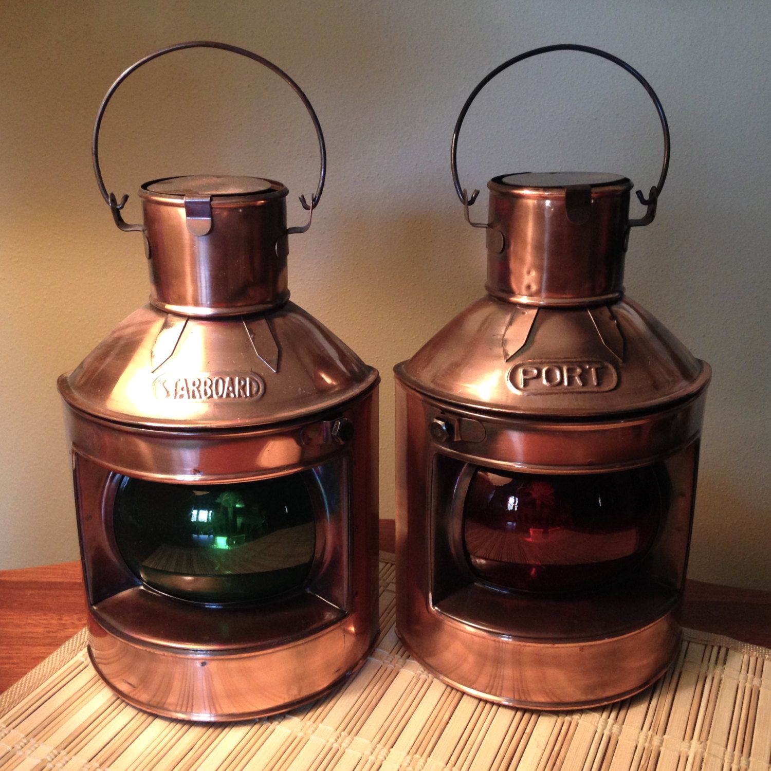 Fireplace Lanterns Beautiful Pair Of Vintage Penco Copper Plated "starboard" and "port