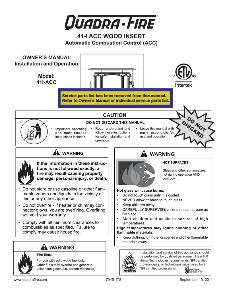 Fireplace Refractory Panels Fresh Quadra Fire 41i Acc Owner S Manual