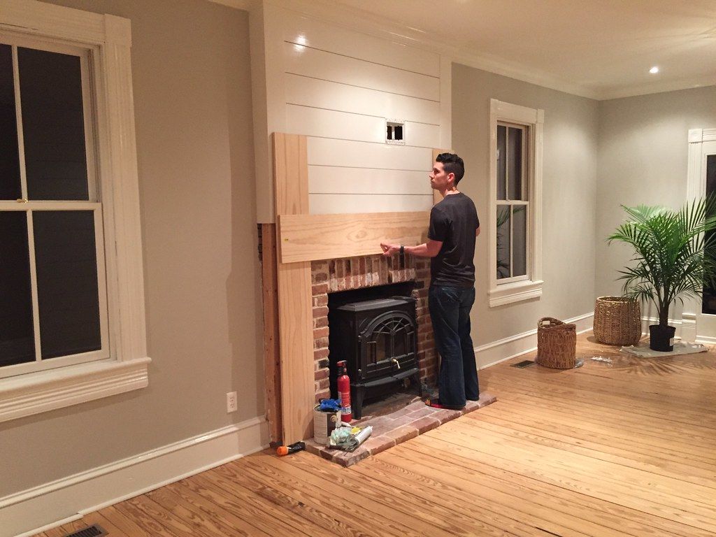 Fireplaces Birmingham Inspirational A Custom Diy Fireplace Mantel Beneath Our Shiplap Old town