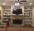 Floating Shelves by Fireplace Unique Stacked Rock Fireplace Barnwood Mantel Shiplap top with