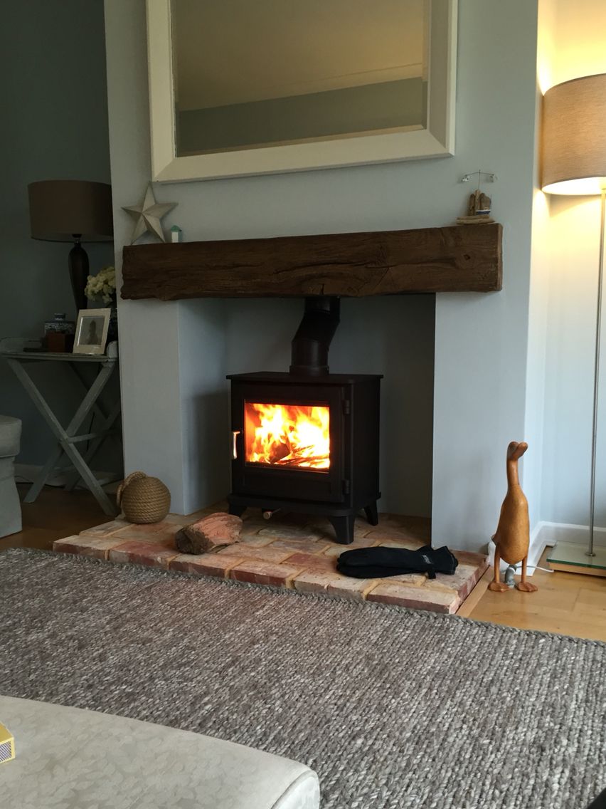 Free Standing Wood Burning Fireplace New Chesney Log Burner Timber Effect Beam Grey Rug Reclaimed