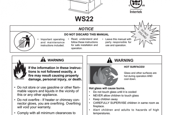 Heatilator Fireplace Manual Inspirational Ws22 Owner S Manual Notice Model