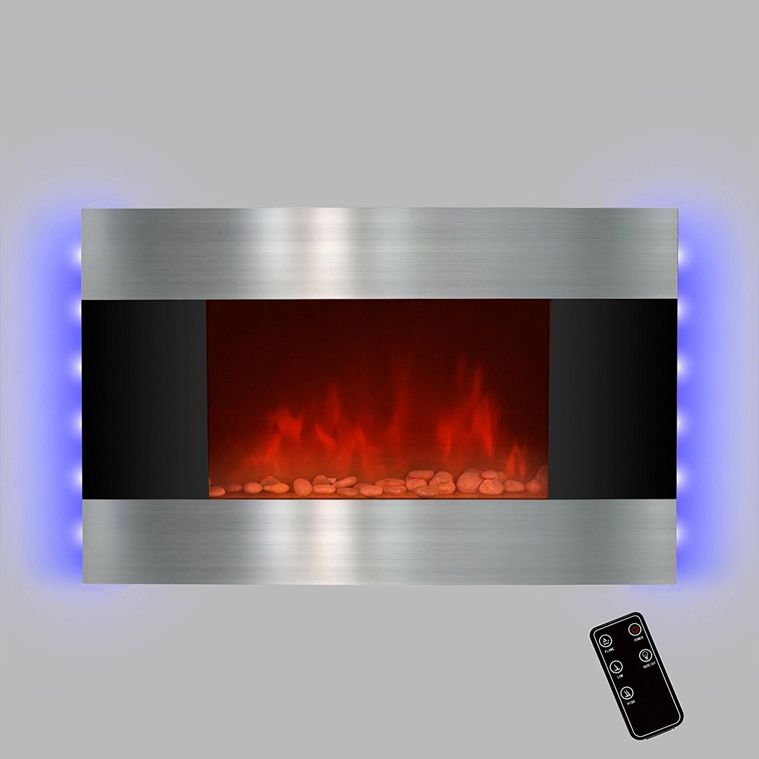 Led Wall Fireplace Unique Led Backlit 36" Stainless Steel Wall Mount Heater Fireplace