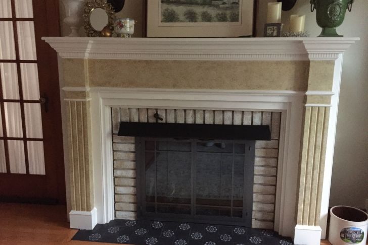 Refurbish Fireplace Best Of Stencil Over Black Tile Just to Jazz Up the Fireplace