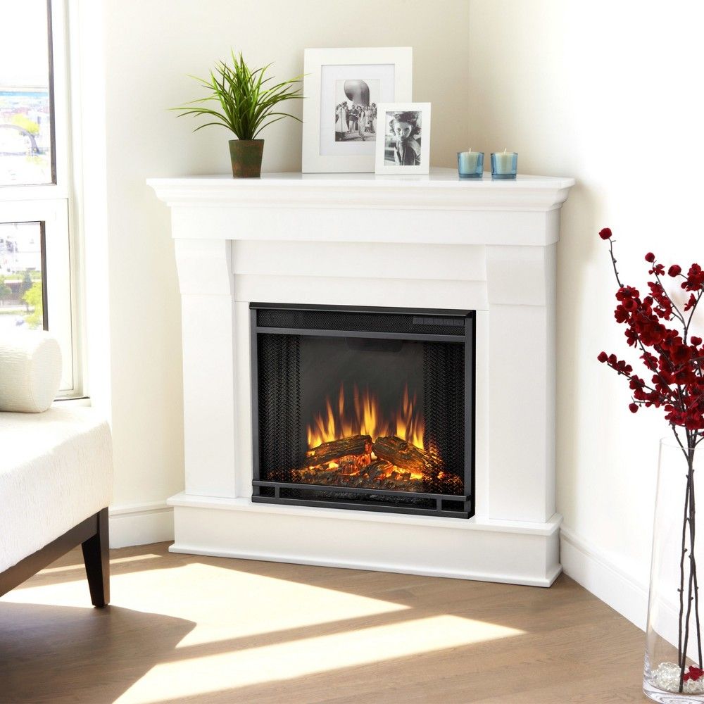 Rock Electric Fireplace Beautiful Real Flame Chateau Corner Electric Fireplace White White