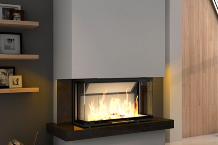 Royal Fireplace Elegant Kaminbausatz Royal Extra Mit Volcano 3bth 11kw Dreiseitig Mit Hebetür