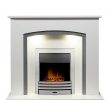 Fireplace and Chimney Authority New Adam Tuscany Fire Suite In Pure White & Grey with Eclipse Electric Fire In Chrome