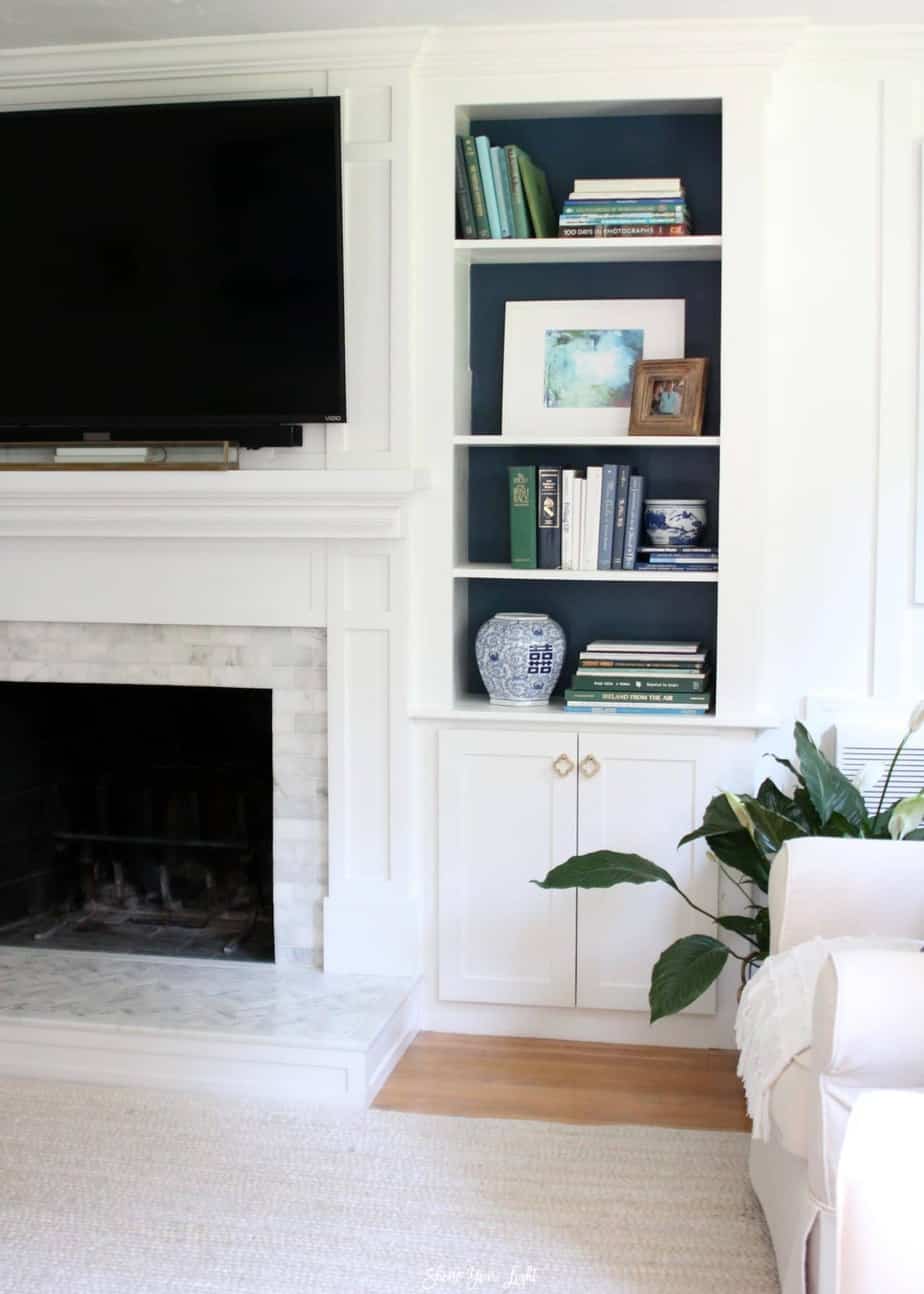 Fireplace Bookshelf Elegant Updating & Adding Cabinet Doors to Built In Bookcases